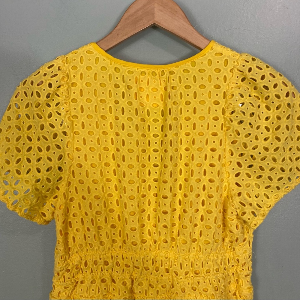 Anthropologie Maeve The Somerset Mini Eyelet Dress‎ Yellow Size Medium Petite - Picture 7 of 8